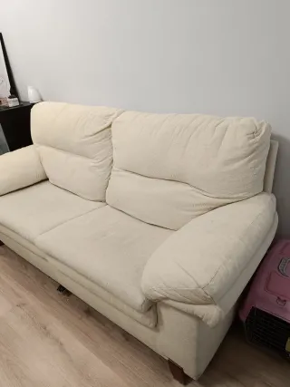 Sofá 2 plazas beige tela