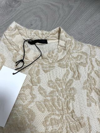 Vestido largo jacquard crudo