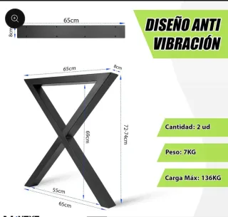 Patas de mesa negras estilo X (2 unidades)