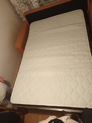 Sofá Cama Plegable Beige/Naranja