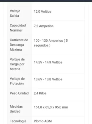 Batería CSB GP 1272 F2 12V 7.2Ah