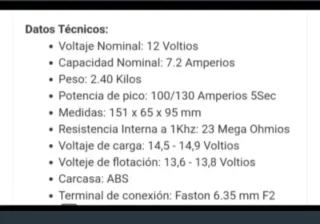 Batería CSB GP 1272 F2 12V 7.2Ah