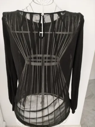 Jersey punto y gasa negro