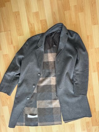 Abrigo Mango Lana Reciclada Gris/Marrón