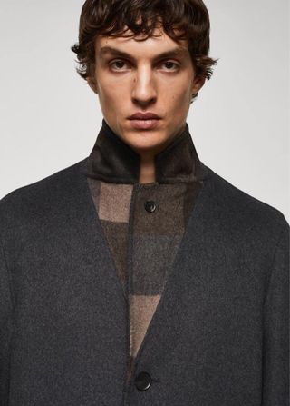 Abrigo Mango Lana Reciclada Gris/Marrón