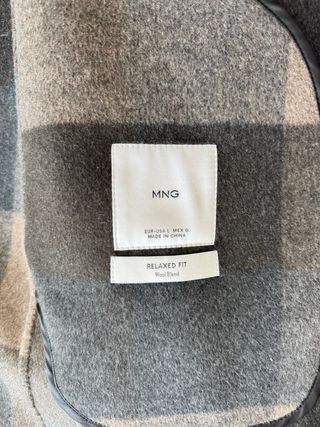 Abrigo Mango Lana Reciclada Gris/Marrón