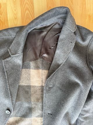 Abrigo Mango Lana Reciclada Gris/Marrón