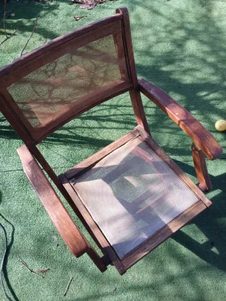 Silla plegable madera maciza y tela