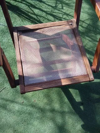 Silla plegable madera maciza y tela