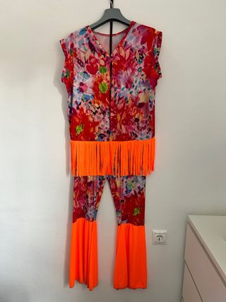 Disfraz Hippie Talla L/XL Multicolor Naranja