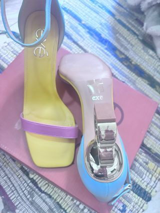 Sandalias Tacon Plataforma Colorido Talla 39