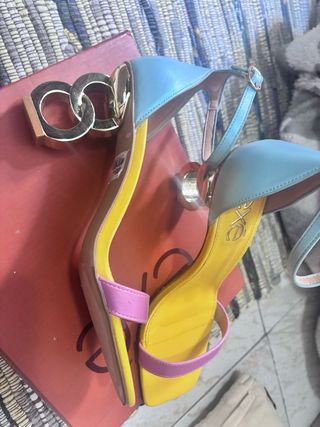 Sandalias Tacon Plataforma Colorido Talla 39