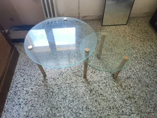 Mesita redonda cristal extensible