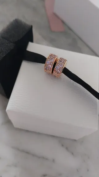 2 Clips Pandora Oro Rosa Circonitas