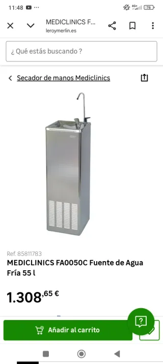 Fuente de agua fría Mediclinics 50L + Ósmosis