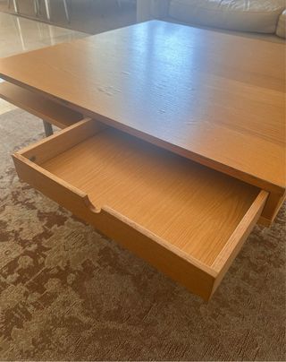 Mesa centro roble 95x95 Con 2 cajones y 2 repisas