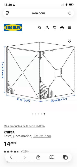 Cesta mimbre Ikea KNIPSA cuadrada