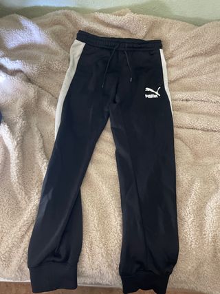 Pantalón Puma Chándal Negro y Blanco
