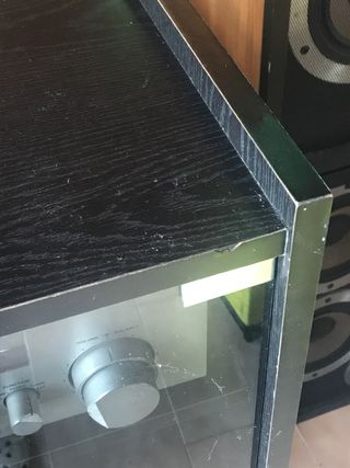 Mobile per attrezzatura musicale vintage in vetro e legno