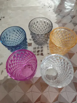 Set 5 Bicchieri Vetro Colorati