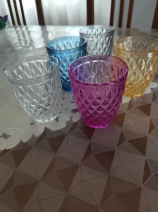 Set 5 Bicchieri Vetro Colorati