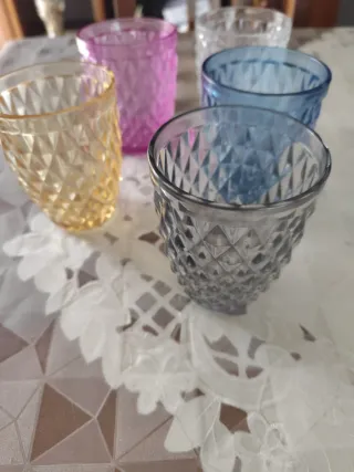 Set 5 Bicchieri Vetro Colorati