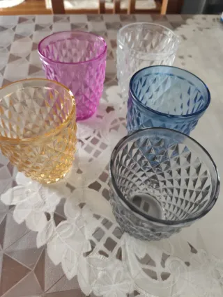 Set 5 Bicchieri Vetro Colorati