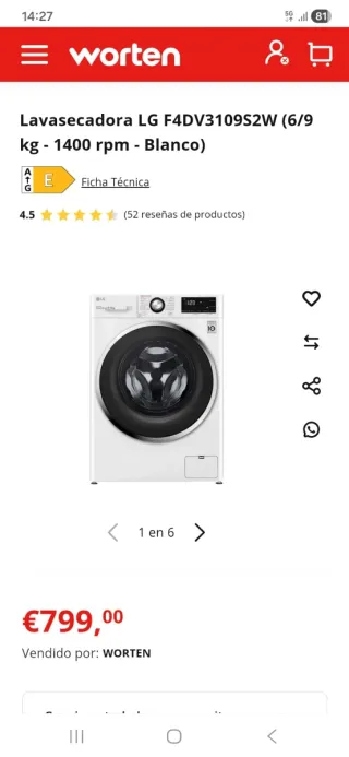 Lavadora-Secadora LG 9/6kg