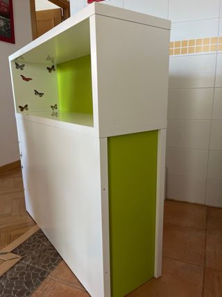 Cabecero cama lacado blanco y verde