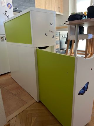 Cabecero cama lacado blanco y verde