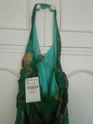 Vestido gasa estampado verde