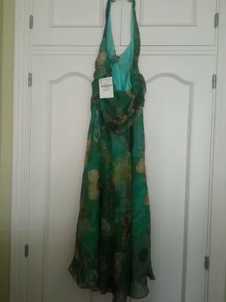 Vestido gasa estampado verde