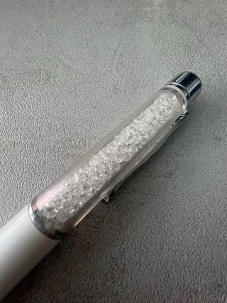 Bolígrafo Swarovski Blanco Perlado y Plata