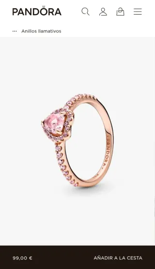 Anillo Pandora Corazón Oro Rosa