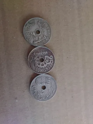 3 Monedas 25 céntimos 1925, 1934, 1937