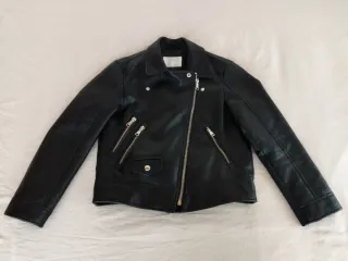 Cazadora Zara niña negra T.8 cuero sintético