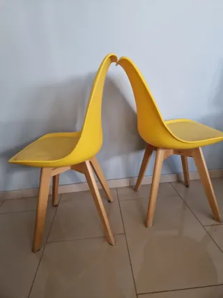 Juego de 2 Sillas Comedor Amarillas