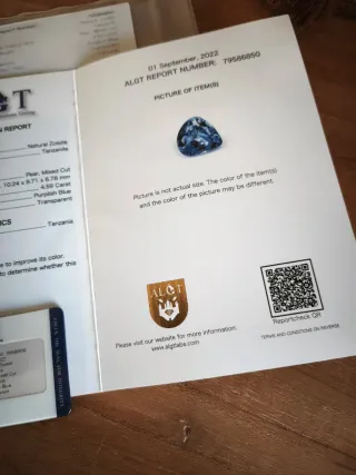 Tanzanita Natural Certificada ALGT 4.59ct
