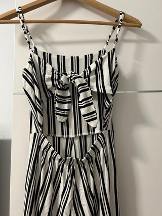 Mono blanco y negro rayas tirantes XS