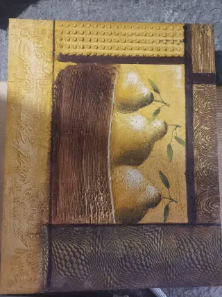Cuadro pintado a mano con peras