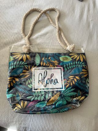 Bolsa de playa tropical con Aloha