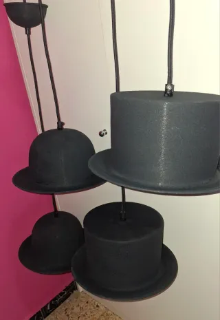 4 Lámparas colgantes estilo bombín y chistera