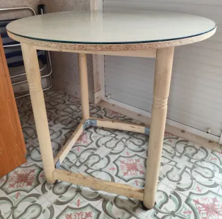 Mesa camilla redonda con cristal