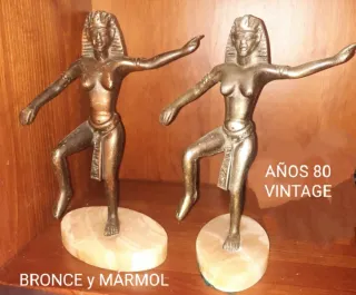 Figuras Bronce y Mármol Egipcias Años 80