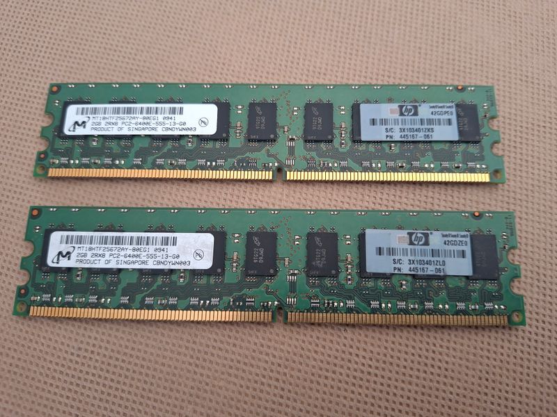 2 Módulos memoria RAM DDR2 2GB HP