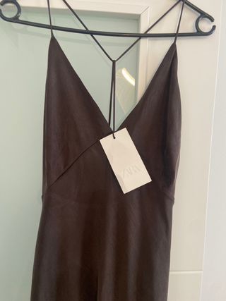 Vestido largo Zara marrón