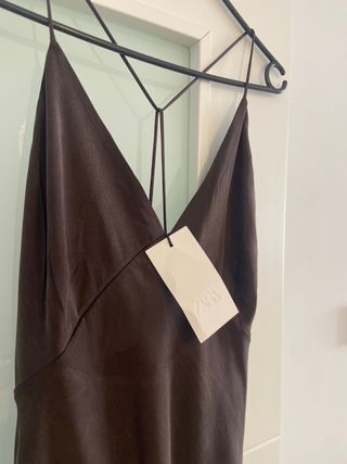 Vestido largo Zara marrón