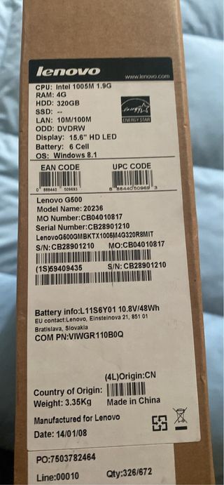 Lenovo PC Portatile Nero ssd 500Gb e due batterie