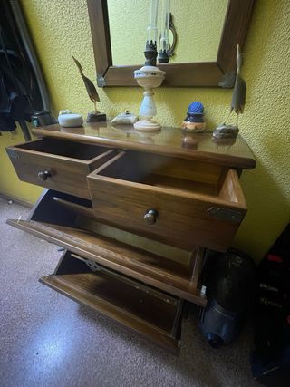 Mueble zapatero con espejo de madera