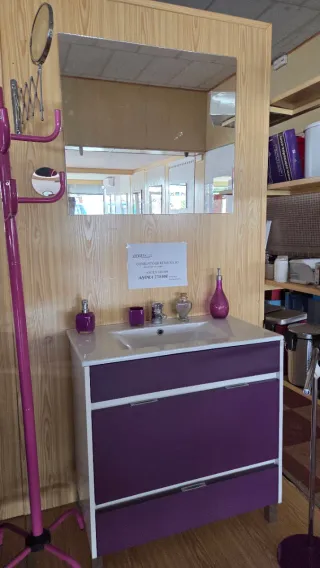 Mueble de baño 80 cm blanco y morado